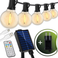 ZESTAW Girlanda Solarna CALLIS2 30x LED 2700K 15,05m PILOT IP44 + Adapter Sieciowy 6W LUMILED