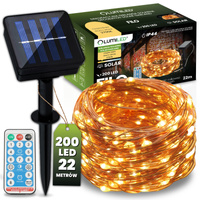 Girlanda Solarna Ogrodowa 200x LED Ozdobne Druciki 22m 3000K Ciepła + PILOT FILO LUMILED