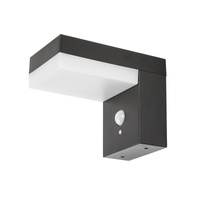 Lampa Ogrodowa Zewnętrzna Solarna Kinkiet Elewacyjny LED 6W 450lm 4000K IP44 z Czujnikiem Ruchu i Zmierzchu Czarny Nowoczesny Zrebar Rabalux