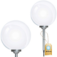 Lampa Solarna Ogrodowa LED IP44 30cm Wbijana Biała Kulka 6500K