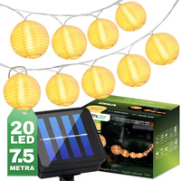Girlanda Solarna Ogrodowa 20x LED Ozdobne Lampiony 7.59m Ciepła 3000K RISA LUMILED