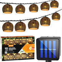 Girlanda Solarna Ogrodowa 10x LED Łańcuch Świetlny Ozdobne Lampki 3.8m Ciepła