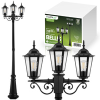 Lampa Ogrodowa Zewnętrzna 3xE27 SŁUPEK LATARNIA 2m Czarna BELLIS LUMILED