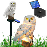 Lampa Ogrodowa LED Solarna Wbijana Dekoracyjna SOWA 43cm Czujnik Zmierzchu