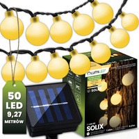 Girlanda Solarna Ogrodowa Lampki Solarne 50x Żarówka LED Ozdobne Kulki 9m 3000K SOLIX LUMILED