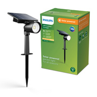 Lampa Ogrodowa Solarna Reflektor LED 1.4W 150lm 2700K IP44 z Czujnikiem Zmierzchu Czarna Ashlyn Philips