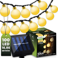 Girlanda Solarna Ogrodowa Lampki Solarne 100x Żarówka LED Ozdobne Kulki 16m 3000K SOLIX LUMILED