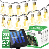 Girlanda Solarna Ogrodowa 20x LED Ozdobne Żarówki 5,69m Ciepła 3000K HELIC LUMILED