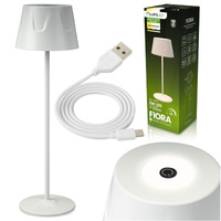 Lampa Ogrodowa LED Stojąca Ozdobna Stołowa Nocna USB Ściemnialna Dotykowa Biała FIORA LUMILED