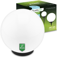 Lampa Solarna Ogrodowa LED 6500K IP44 30cm Wbijana Biała Kulka ATRIS LUMILED