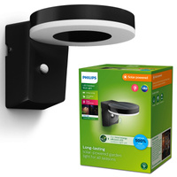 Kinkiet Ogrodowy Lampa Solarna Elewacyjna Zewnętrzna LED 1.3W 250lm 3000K z Czujnikiem Ruchu i Zmierzchu Czarna Zonal Ultra Efficient Philips