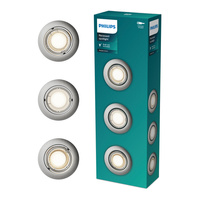 3x Oprawa Podtynkowa Wpuszczana LED GU10 Ruchoma Aluminiowa Okrągła Nikiel Peridot Philips