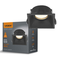 Oprawa Podtynkowa Wpuszczana HALOGENOWA Punktowa Kwadrat GU10 Czarna Videx