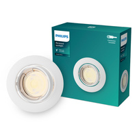 Oprawa Podtynkowa Wpuszczana LED GU10 Ruchoma Aluminiowa Okrągła Biała Peridot Philips