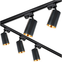 Zestaw Szyna Oświetleniowa Szynoprzewód 3m Czarny + 5x Reflektor Szynowy SAGI GU10 Czarno Złoty + Łącznik L LUMILED
