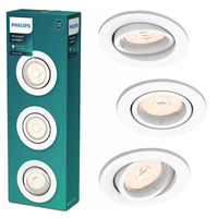 3x Oprawa Podtynkowa Wpuszczana GU10 Biała Enneper Philips
