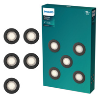 5x Oprawa Podtynkowa Wpuszczana LED GU10 Stała Aluminiowa Okrągła Czarna Peridot Philips