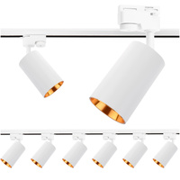Zestaw Szyna Oświetleniowa Szynoprzewód 2m + 6x Reflektor Szynowy SAGI GU10 Biało Złoty LUMILED