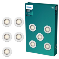 5x Oprawa Podtynkowa Wpuszczana LED GU10 Stała Aluminiowa Okrągła Biała Peridot Philips