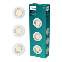 3x Oprawa Podtynkowa Wpuszczana LED GU10 Ruchoma Aluminiowa Okrągła Biała Peridot Philips