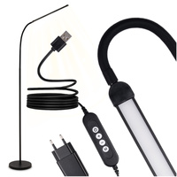 Lampa Stojąca Podłogowa Stołowa LED 14W CCT Ściemnialna z Regulacją Wysokości LONGA 2 Czarna LUMILED