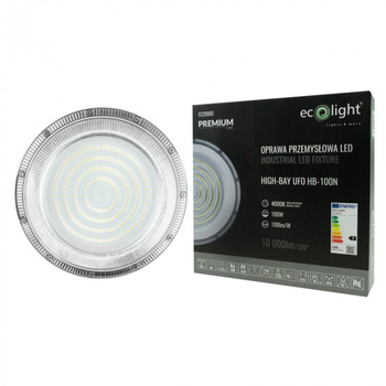 Lampa Przemsyłowa Wisząca LED UFO HIGHBAY 100W 10000lm 4000K Neutralna IP65 PREMIUM Ecolight