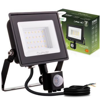 Naświetlacz LED ZUNA2 30W 2700lm 4000K IP44 Czarny Czujnik Ruchu LUMILED