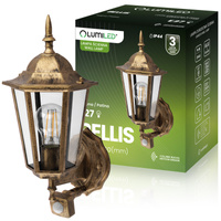 Lampa Ogrodowa Kinkiet Elewacyjny Zewnętrzny E27 LED Latarnia Czujnik Ruchu BELLIS LUMILED