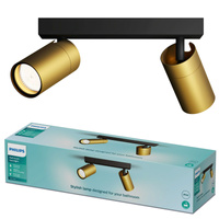 Lampa Sufitowa Reflektor 2x GU10 IP44 Miedziany-Czarny Kosipo Philips