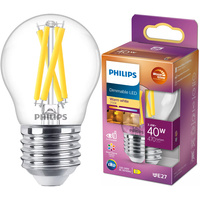 Żarówka LED E27 Kulka P45 3.4W = 40W 470lm 2200-2700K Ciepła CRI90 FILAMENT Ściemnialna WarmGlow Philips