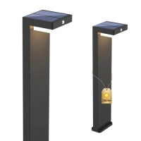 Lampa Solarna Ogrodowa LED Wbijana Ozdobna Słupek Zewnętrzny Aluminiowy Czujnik Ruchu USB C