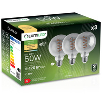 3x Żarówka LED E27 Kula G95 6W = 50W Ozdobna Dekoracyjna 360° LUMILED