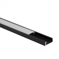 Profil Aluminiowy LED Natynkowy Czarny 2m z Kloszem Mroźny do Taśm LED + Zaślepki seria N Ecolight