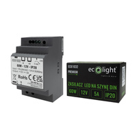 Zasilacz Na Szynę Led DIN Premium Line 12V 60W Ecolight