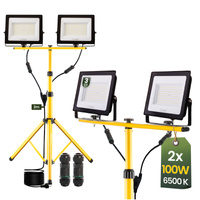 Naświetlacz LED ZUNA2 Halogen Lampa 2x 100W 6500K na Statywie + Przewód + Złącze Hermetyczne LUMILED