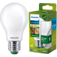 Żarówka LED E27 A60 4W = 60W 840lm 210lm/W 2700K Ciepła 300° Ściemnialna KLASA A UltraEfficient Philips