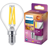 Żarówka LED E14 Kulka P45 5.9W = 60W 806lm 2200-2700K Ciepła CRI90 FILAMENT Ściemnialna WarmGlow Philips