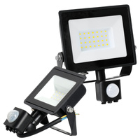 Naświetlacz LED Zewnętrzny Ogrodowy 30W 2505lm 6500K Zimny 120° z Czujnikiem Ruchu IP44 IK05 Czarny MHC Kobi