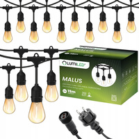 Girlanda Ogrodowa Zewnętrzna Łańcuch Świetlny 15m 30x E27 Żarówki 1,3W 2200K MALUS Lumiled