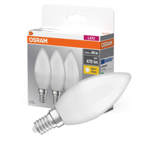 3x Żarówka LED B37 Świeczka E14 4.9W = 40W 470lm 2700K Ciepła 180° BASE Osram