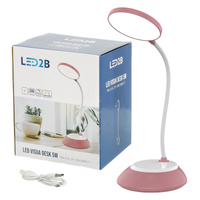 Lampka Biurkowa Stołowa LED 5W 200lm CCT 270° Akumulatorowa Różowa Visua Kobi