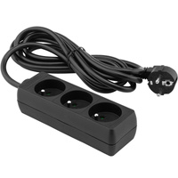 Przedłużacz Sieciowy Wtyk - 3x Gniazdo z Uziemieniem Listwa Zasilająca 3m 3x1,5mm 16A Czarny