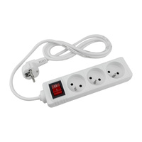 Przedłużacz Sieciowy Wtyk - 3x Gniazdo z Uziemieniem i Wyłącznikiem Listwa Zasilająca 1,5m 3x1mm 13A Biały