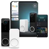 Inteligentny Wideodomofon Dzwonek do Drzwi z Kamerą IP 2K QHD 1440p CMOS Czarna SMART Zigbee WiFi Doorbell + Odbiornik Biały Chime Secure Philips HUE