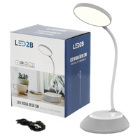 Lampka Biurkowa Stołowa LED 5W 200lm CCT 270° Akumulatorowa Szara Visua Kobi