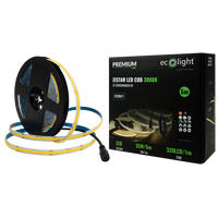 Taśma LED Pasek COB 7W/m 630lm/m 320LED/m 24V 3000K Ciepła IP20 Rolka 5m + Zasilacz + Pilot Ecolight