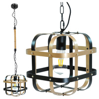 LAMPA Wisząca SUFITOWA KLATKA E27 Czarno-złota GOLDLUX (Polux)