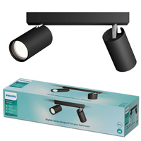 Lampa Sufitowa Reflektor 2x GU10 IP44 Czarna Kosipo Philips