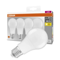 4x Żarówka LED A60 E27 8W = 60W 806lm 2700K Ciepła 150° BASE Osram