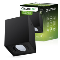 Oprawa Natynkowa HALOGENOWA Spot Tuba Ruchoma GU10 Kwadratowa Czarna 115mm AMAT-L LUMILED